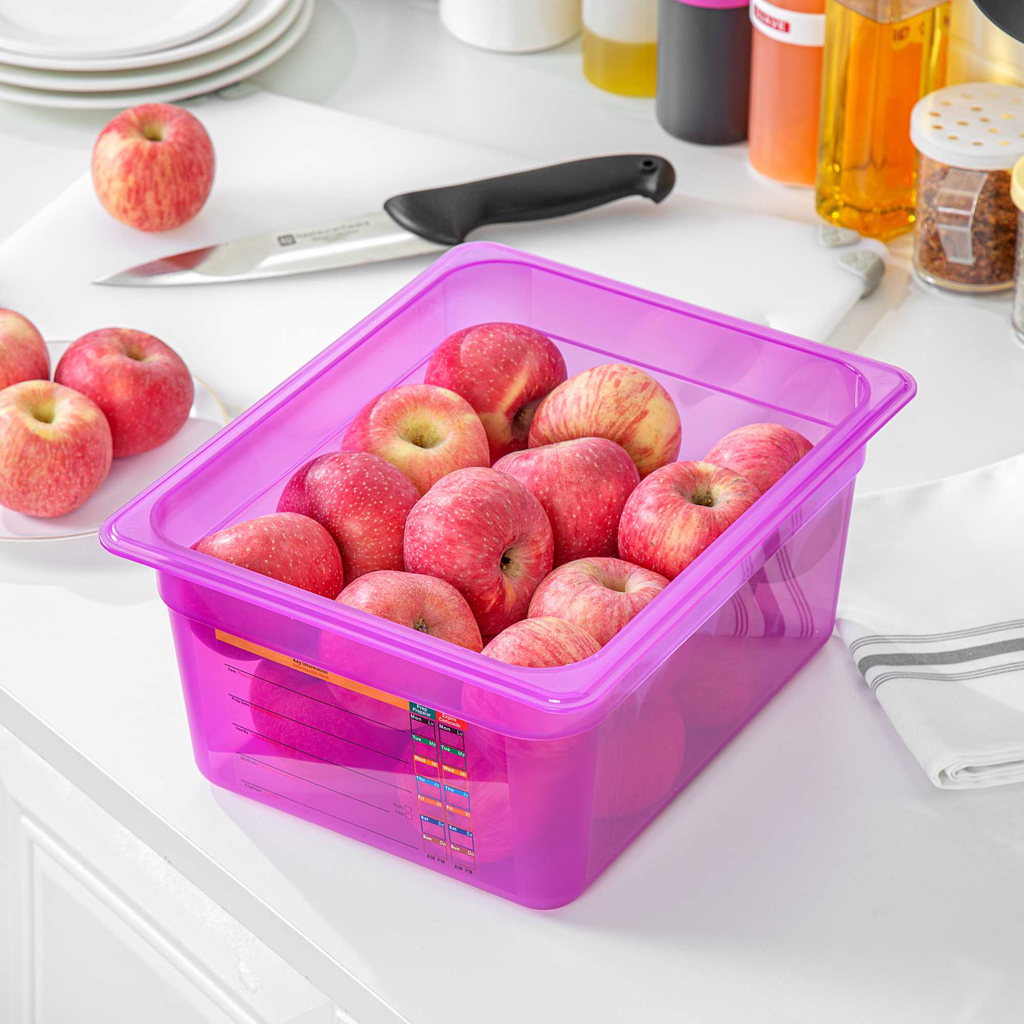 Met Lux Purple Allergen-Free Polypropylene Half Size Food Pan - 6" Deep, with Label - 1 count box