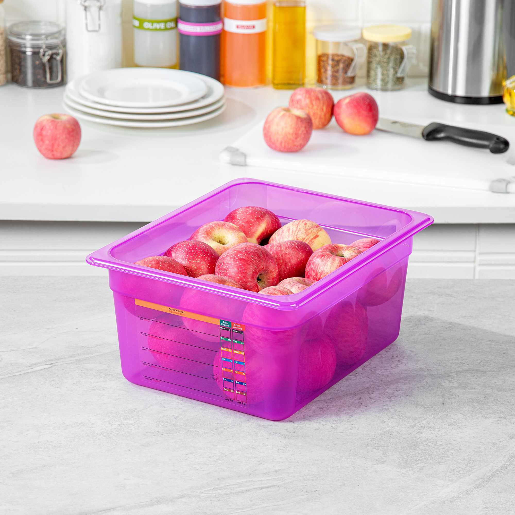 Met Lux Purple Allergen-Free Polypropylene Half Size Food Pan - 6" Deep, with Label - 10 count box