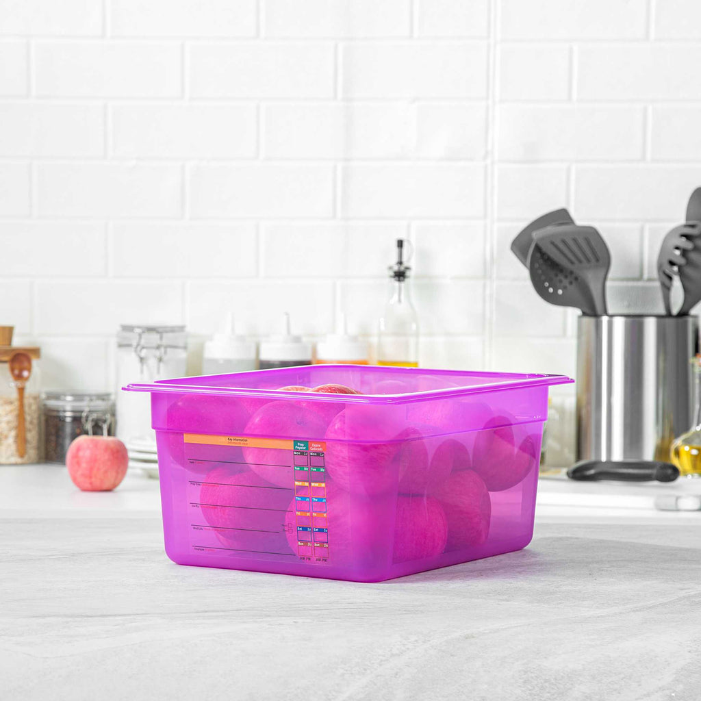 Met Lux Purple Allergen-Free Polypropylene Half Size Food Pan - 6" Deep, with Label - 10 count box