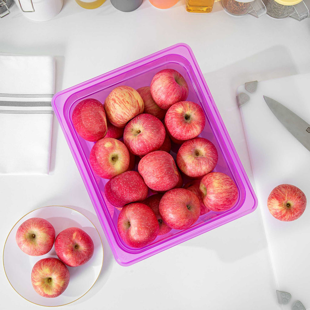 Met Lux Purple Allergen-Free Polypropylene Half Size Food Pan - 6" Deep, with Label - 10 count box
