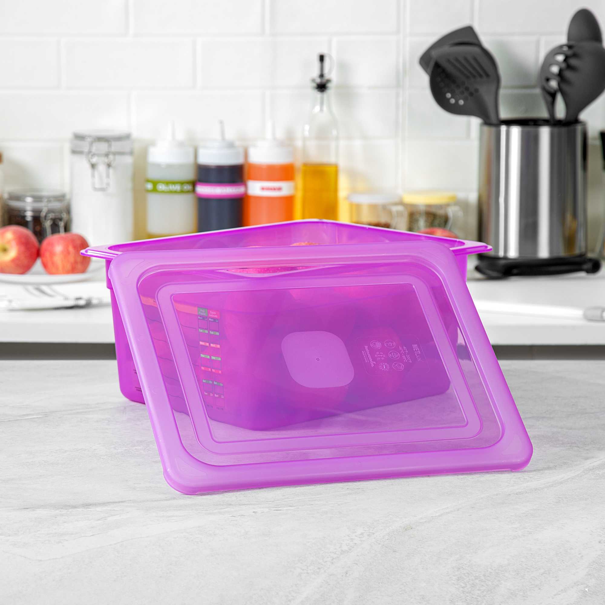 Met Lux Purple Allergen-Free Polypropylene Lid - Fits Half Size Pan - 10 count box