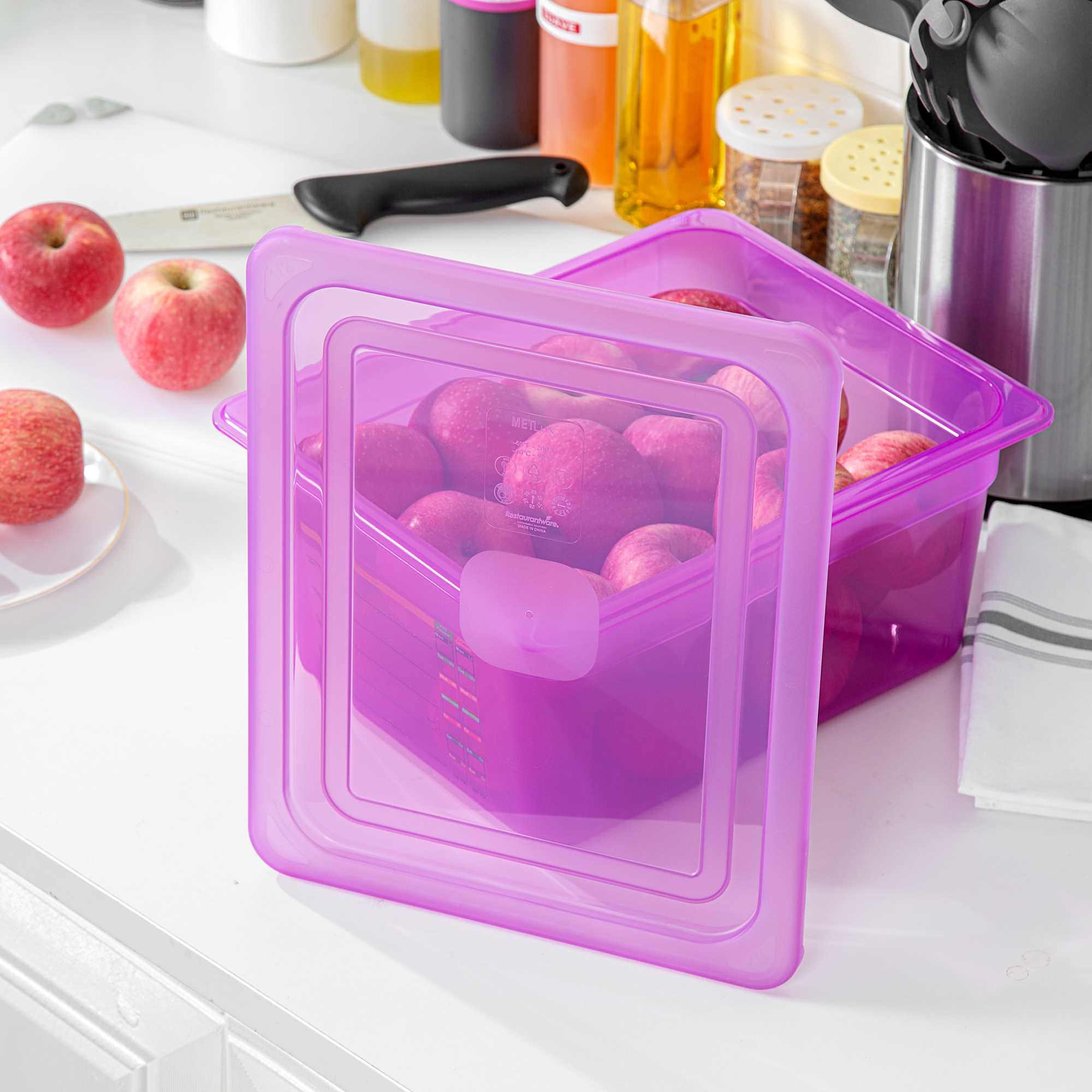 Met Lux Purple Allergen-Free Polypropylene Lid - Fits Half Size Pan - 10 count box