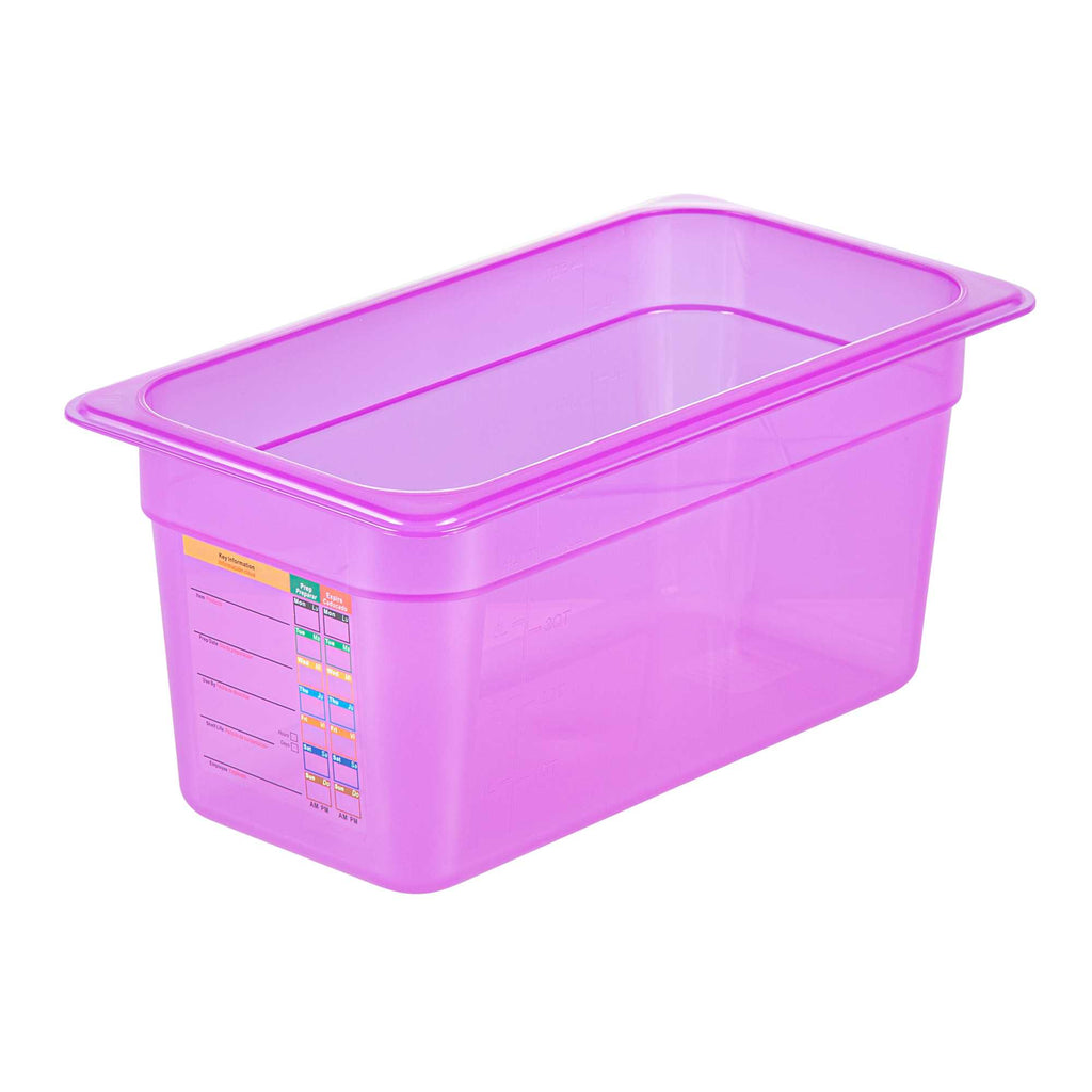 Met Lux Purple Allergen-Free Polypropylene 1/3 Size Food Pan - 6" Deep, with Label - 1 count box