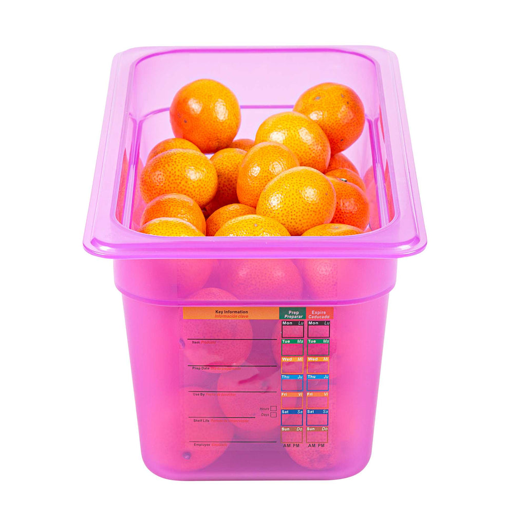Met Lux Purple Allergen-Free Polypropylene 1/3 Size Food Pan - 6" Deep, with Label - 1 count box