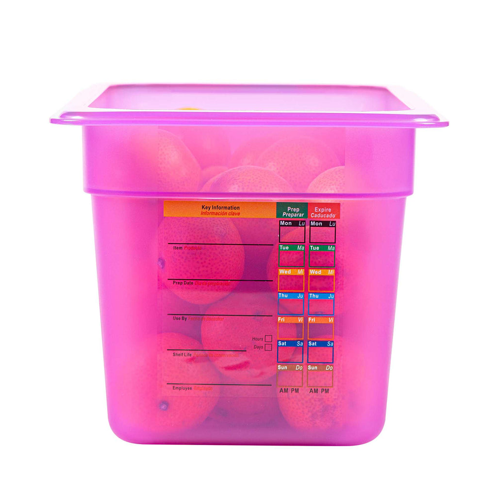 Met Lux Purple Allergen-Free Polypropylene 1/3 Size Food Pan - 6" Deep, with Label - 10 count box
