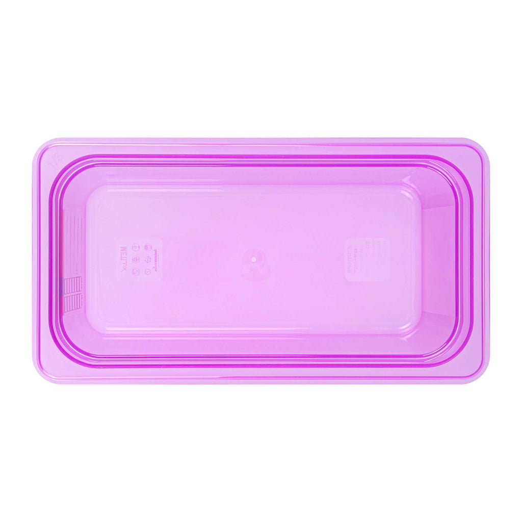 Met Lux Purple Allergen-Free Polypropylene 1/3 Size Food Pan - 6" Deep, with Label - 10 count box
