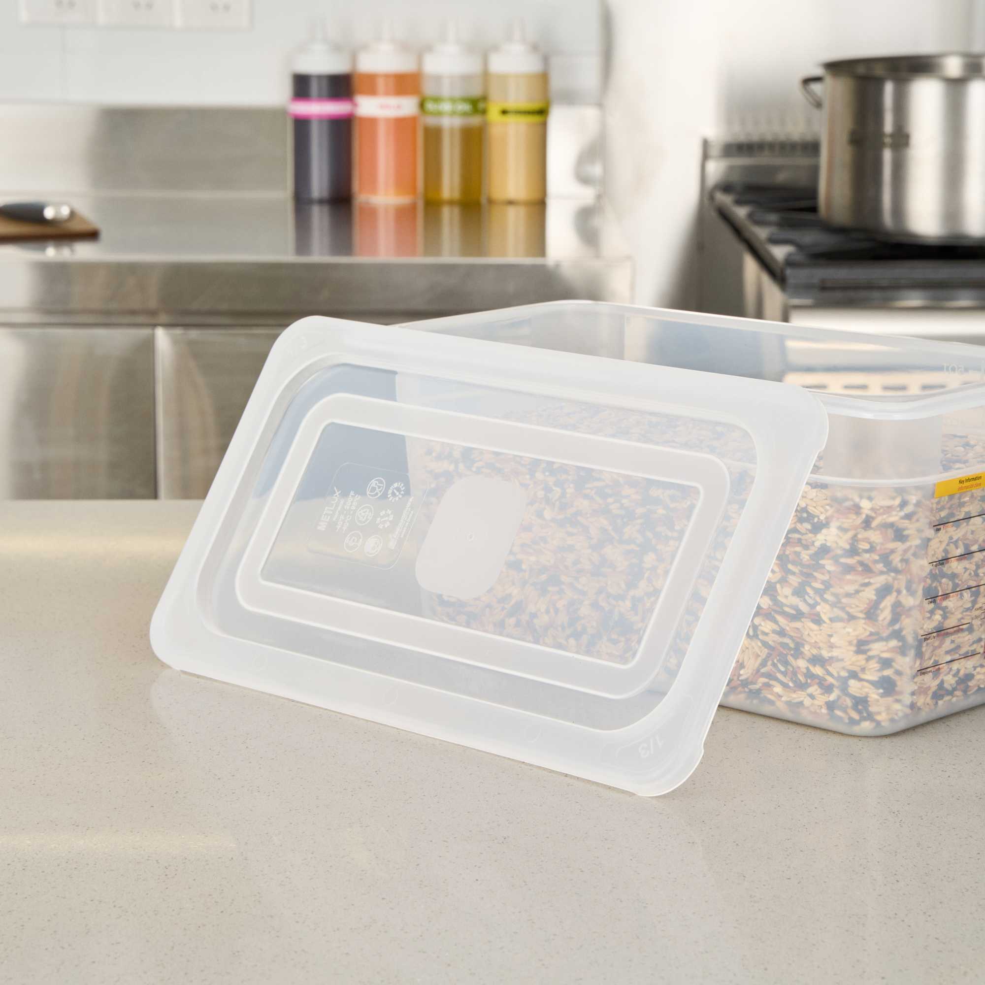 Met Lux Rectangle Clear Polypropylene Lid - Fits 1/3 Size Food Pan - 12 3/4" x 7" - 1 count box