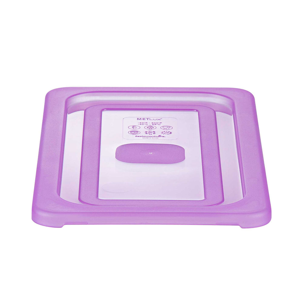 Met Lux Purple Allergen-Free Polypropylene Lid - Fits 1/3 Size Food Pan - 10 count box