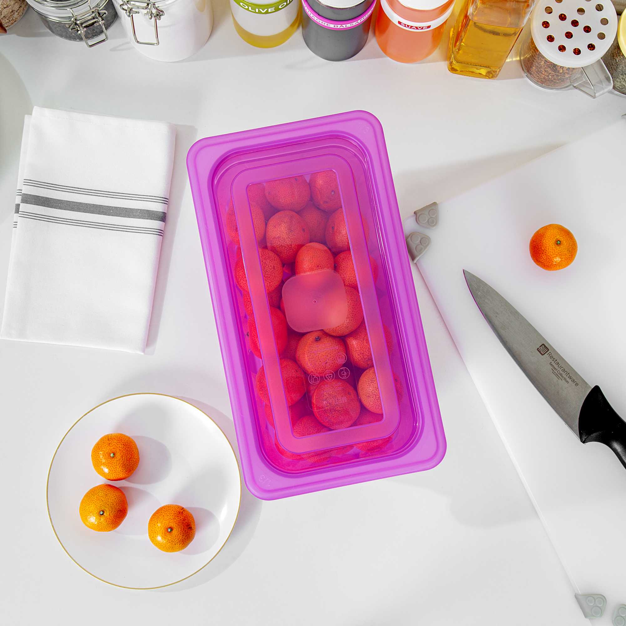 Met Lux Purple Allergen-Free Polypropylene Lid - Fits 1/3 Size Food Pan - 10 count box