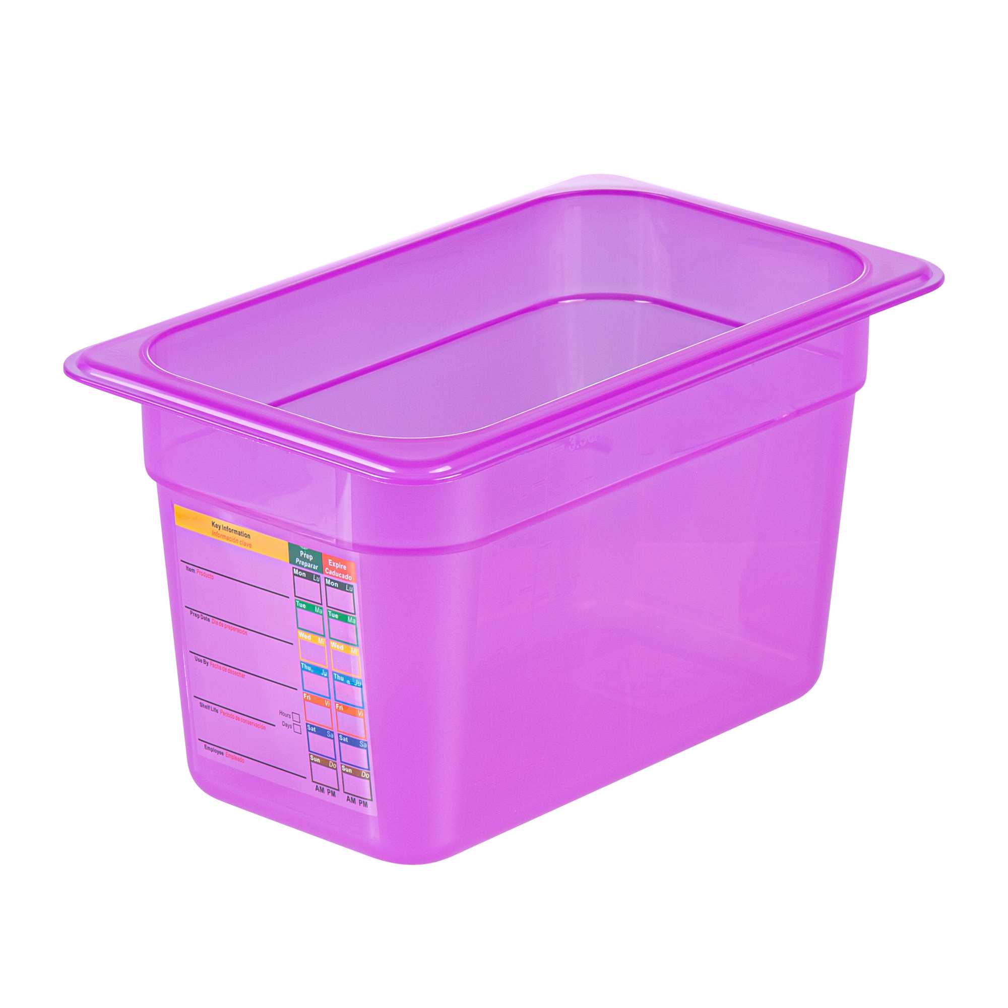 Met Lux Purple Allergen-Free Polypropylene 1/4 Size Food Pan - 6" Deep, with Label - 1 count box