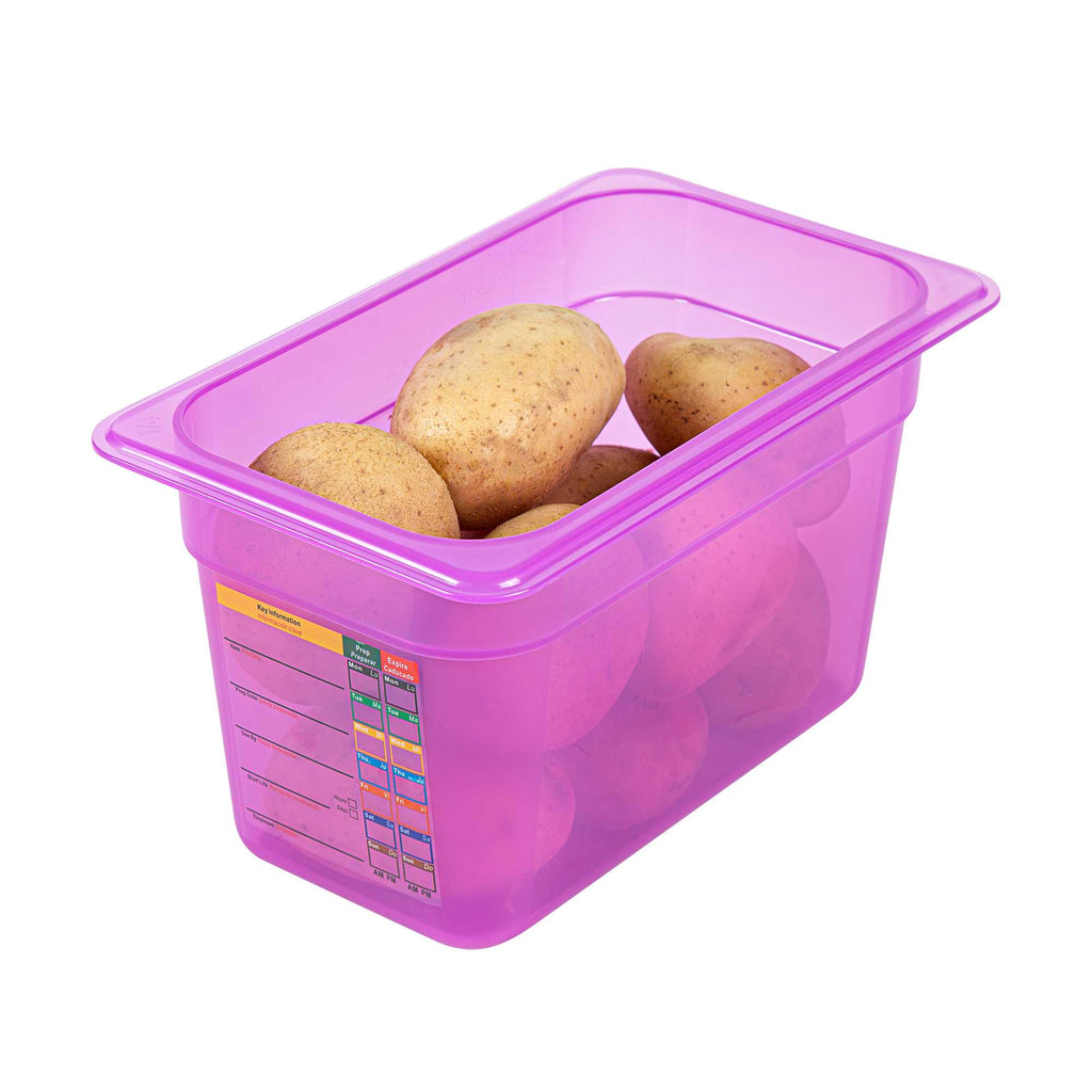 Met Lux Purple Allergen-Free Polypropylene 1/4 Size Food Pan - 6" Deep, with Label - 1 count box