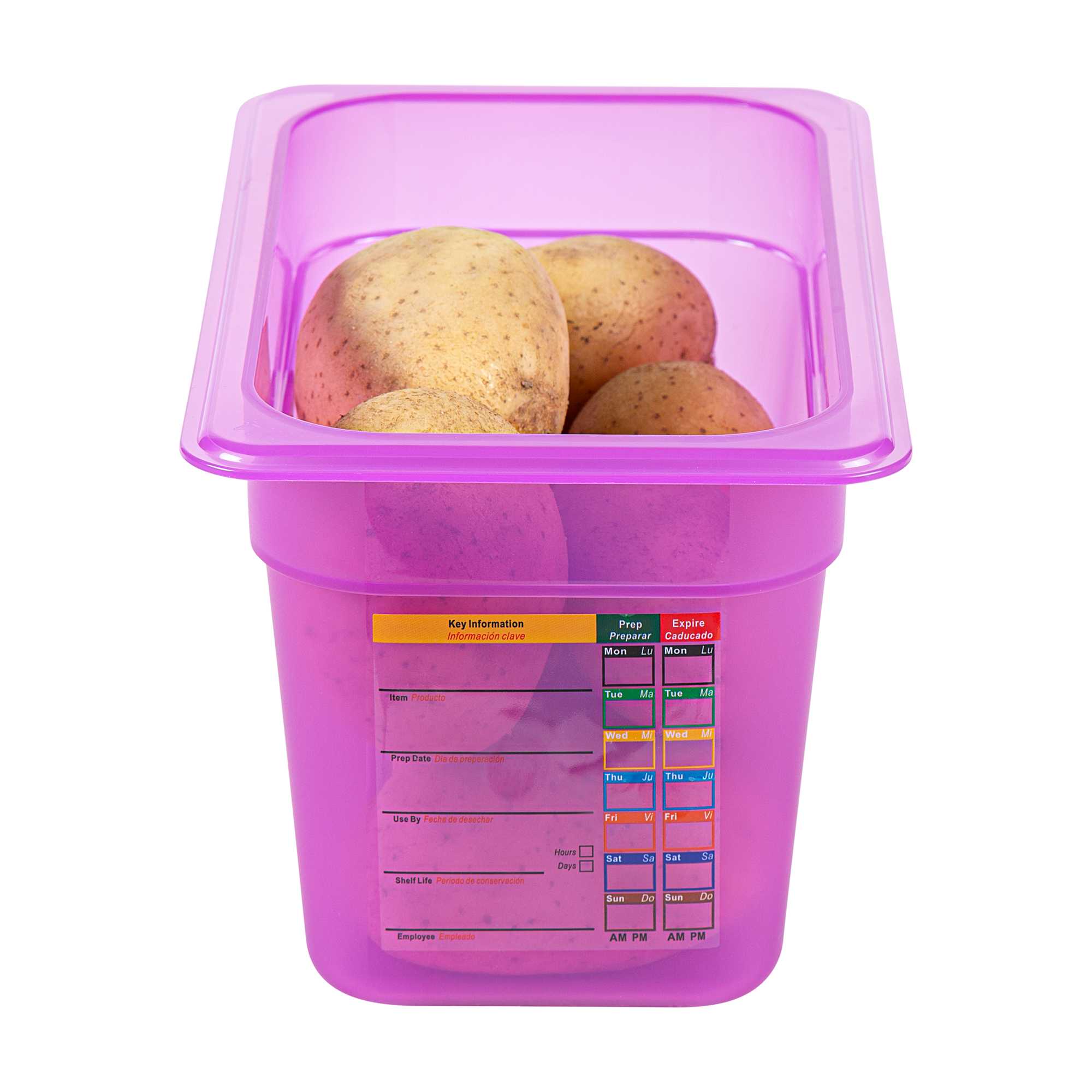Met Lux Purple Allergen-Free Polypropylene 1/4 Size Food Pan - 6" Deep, with Label - 1 count box