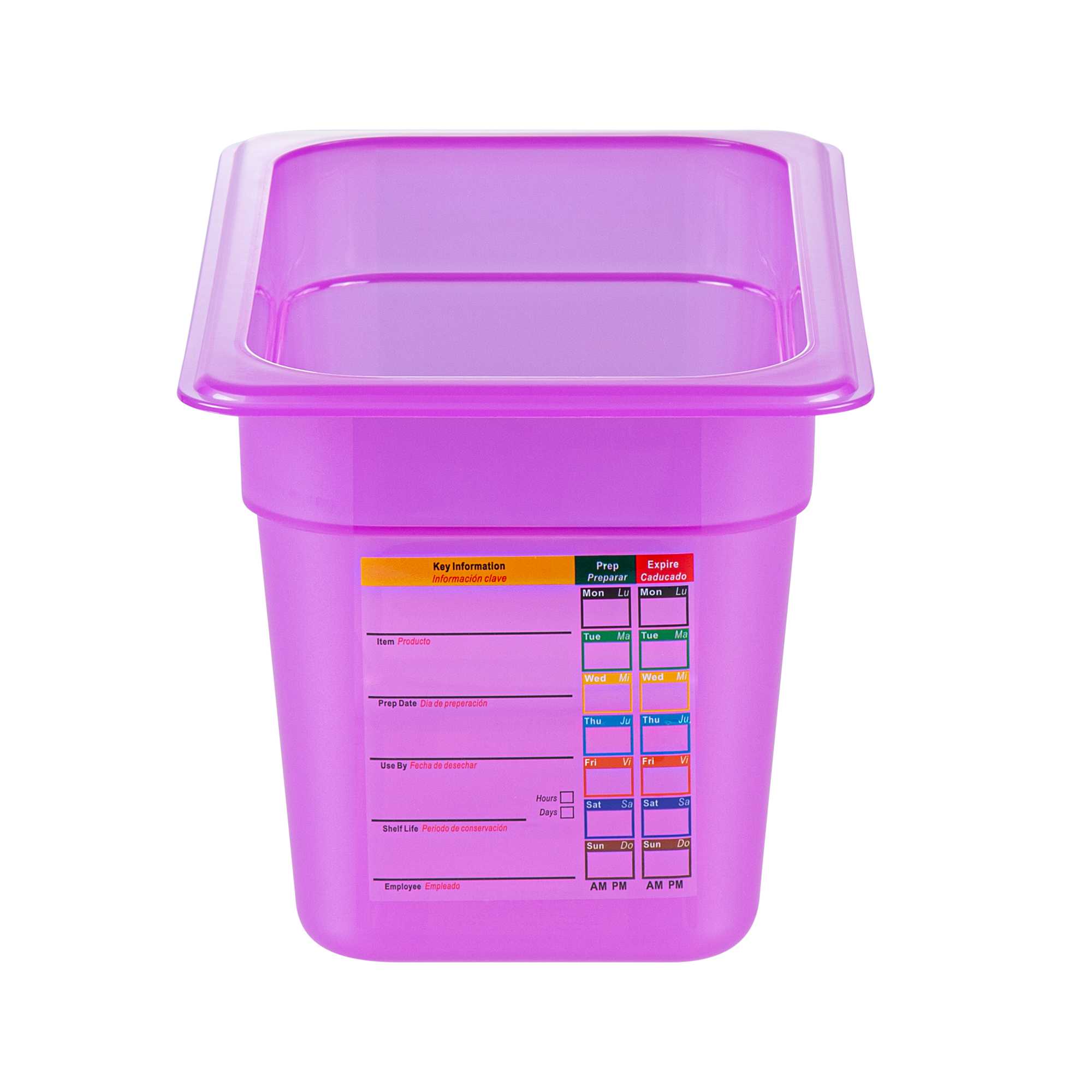 Met Lux Purple Allergen-Free Polypropylene 1/4 Size Food Pan - 6" Deep, with Label - 1 count box