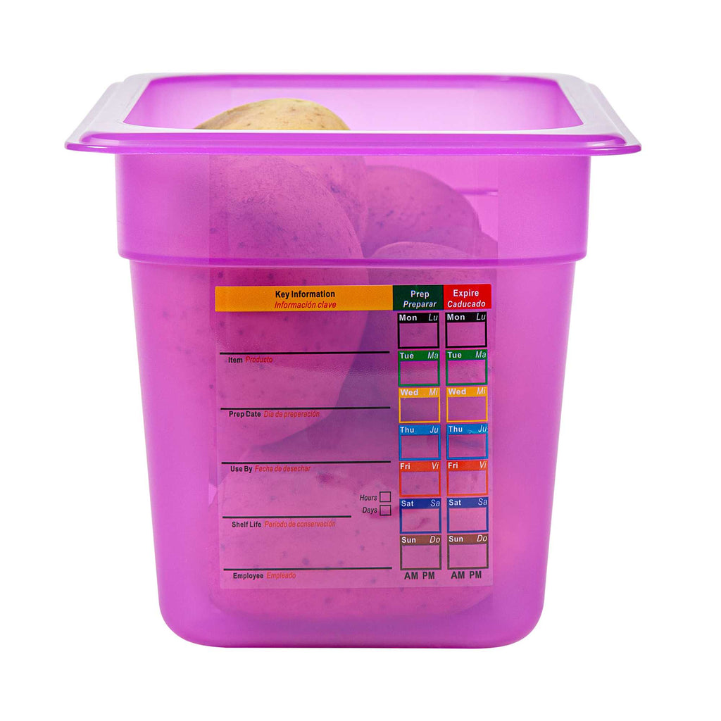 Met Lux Purple Allergen-Free Polypropylene 1/4 Size Food Pan - 6" Deep, with Label - 10 count box