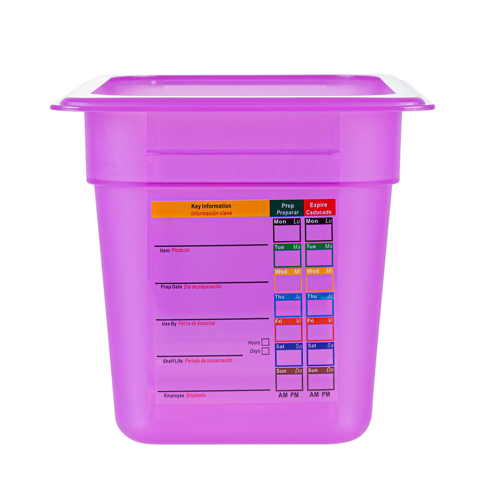 Met Lux Purple Allergen-Free Polypropylene 1/4 Size Food Pan - 6" Deep, with Label - 10 count box