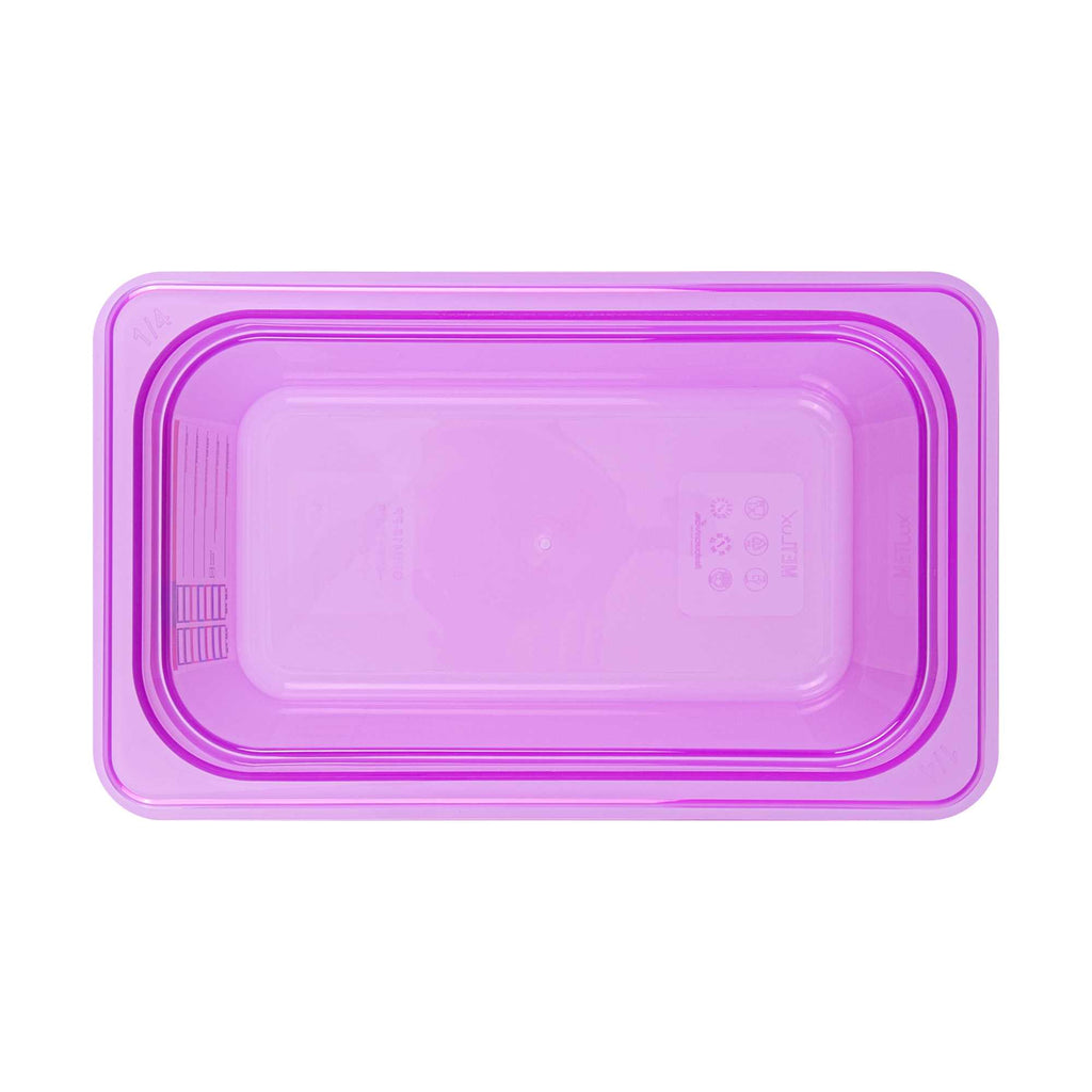 Met Lux Purple Allergen-Free Polypropylene 1/4 Size Food Pan - 6" Deep, with Label - 10 count box