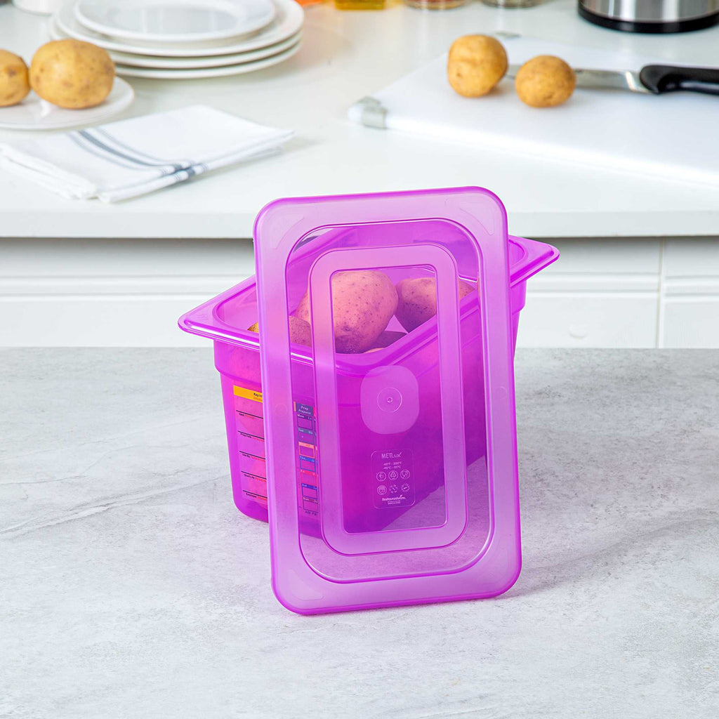 Met Lux Purple Allergen-Free Polypropylene Lid - Fits 1/4 Size Food Pan - 1 count box