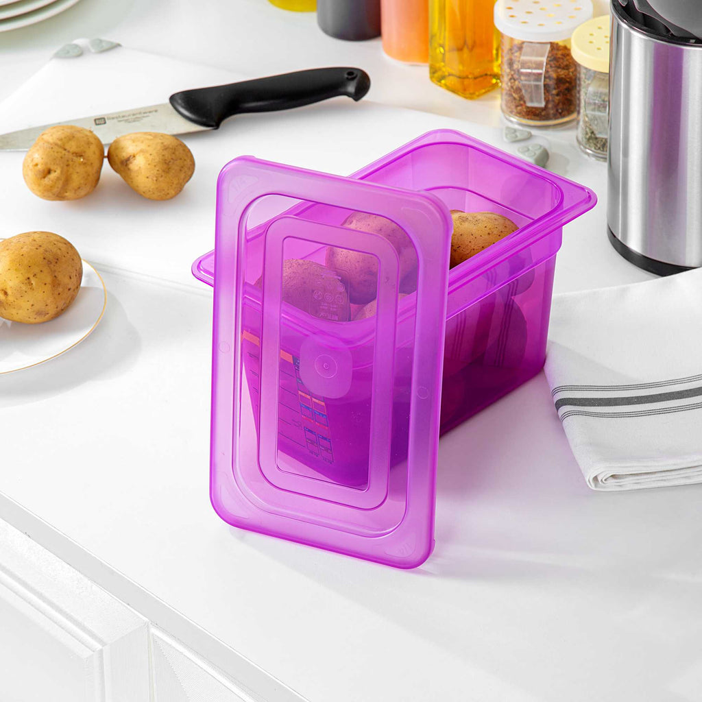 Met Lux Purple Allergen-Free Polypropylene Lid - Fits 1/4 Size Food Pan - 1 count box