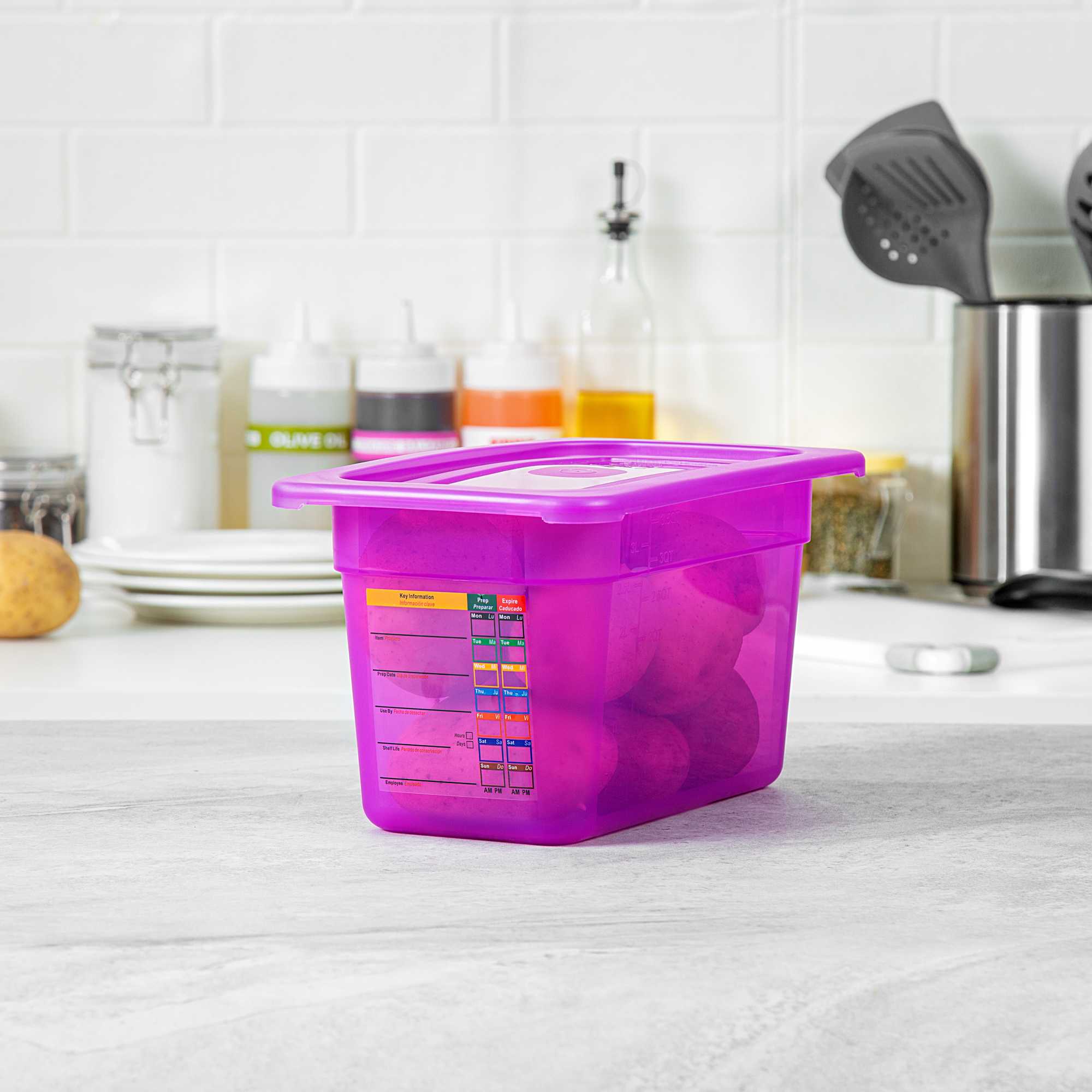 Met Lux Purple Allergen-Free Polypropylene Lid - Fits 1/4 Size Food Pan - 1 count box