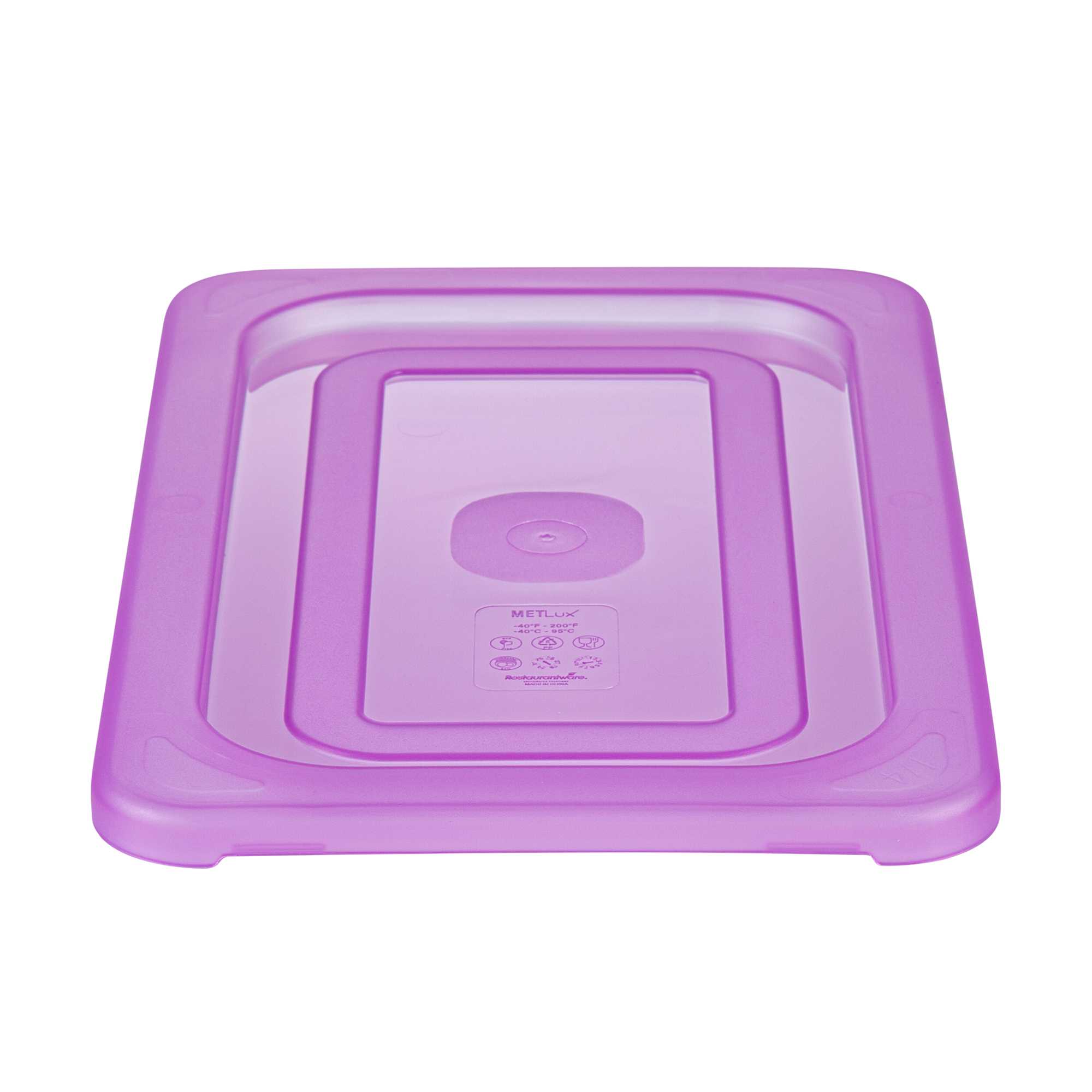 Met Lux Purple Allergen-Free Polypropylene Lid - Fits 1/4 Size Food Pan - 10 count box