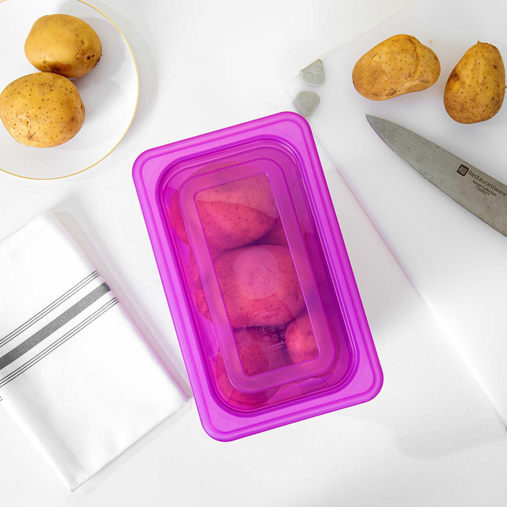 Met Lux Purple Allergen-Free Polypropylene Lid - Fits 1/4 Size Food Pan - 10 count box