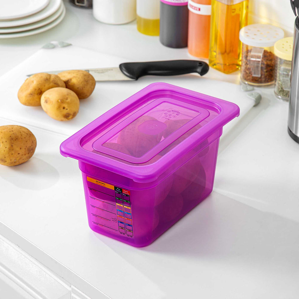 Met Lux Purple Allergen-Free Polypropylene Lid - Fits 1/4 Size Food Pan - 10 count box