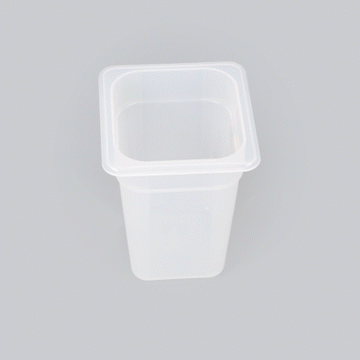 Met Lux Square White Polypropylene 1/6 Size Food Pan - 8" Deep, with Label - 6 3/4" x 6 1/4" x 7 3/4" - 1 count box