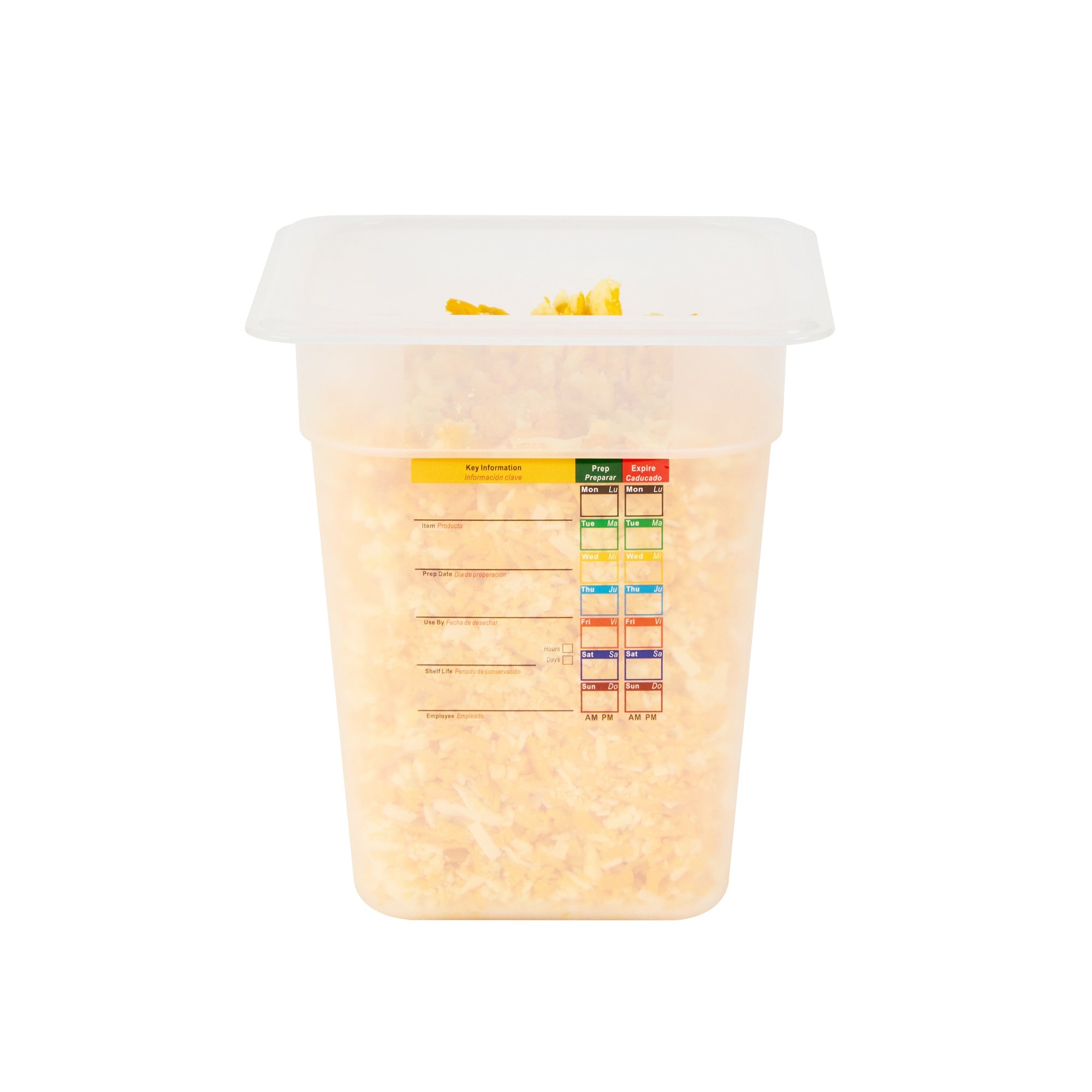 Met Lux Square White Polypropylene 1/6 Size Food Pan - 8" Deep, with Label - 6 3/4" x 6 1/4" x 7 3/4" - 10 count box