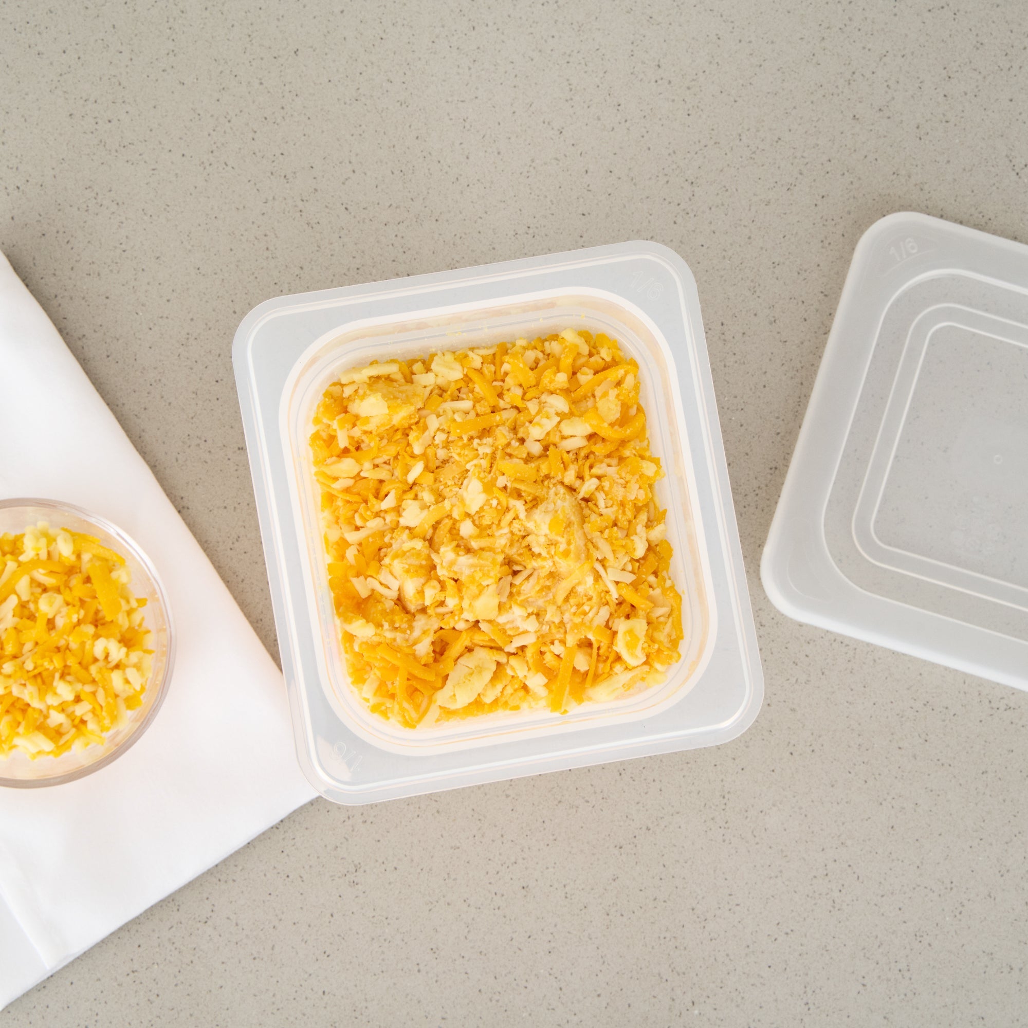 Met Lux Square White Polypropylene 1/6 Size Food Pan - 8" Deep, with Label - 6 3/4" x 6 1/4" x 7 3/4" - 10 count box