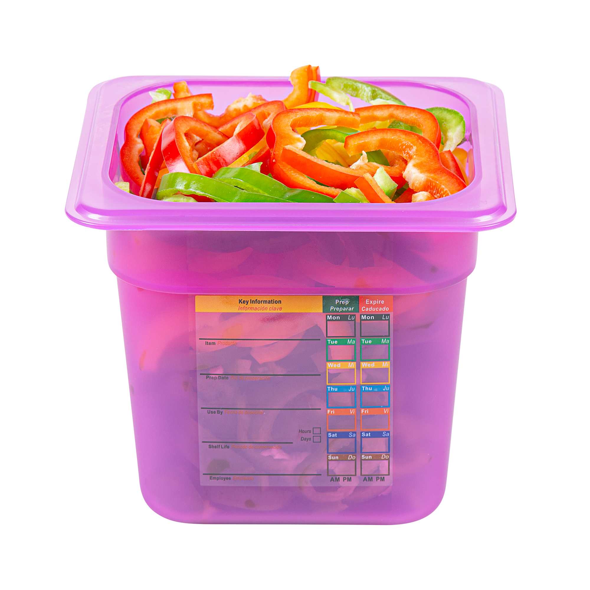Met Lux Purple Allergen-Free Polypropylene 1/6 Size Food Pan - 6" Deep, with Label - 1 count box