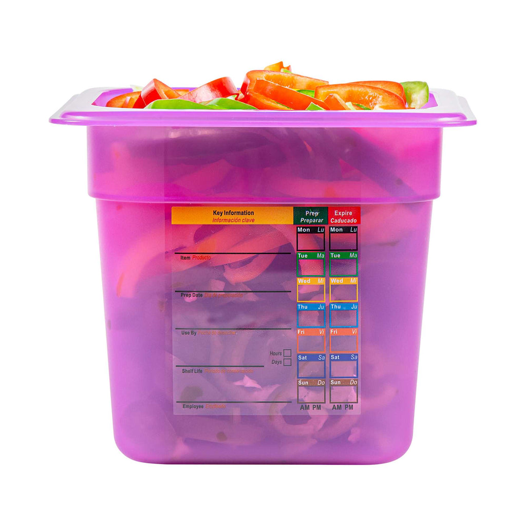 Met Lux Purple Allergen-Free Polypropylene 1/6 Size Food Pan - 6" Deep, with Label - 1 count box