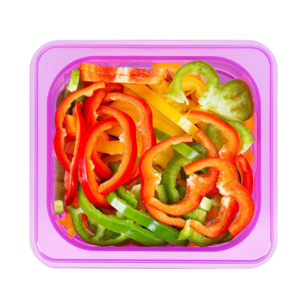 Met Lux Purple Allergen-Free Polypropylene 1/6 Size Food Pan - 6" Deep, with Label - 1 count box