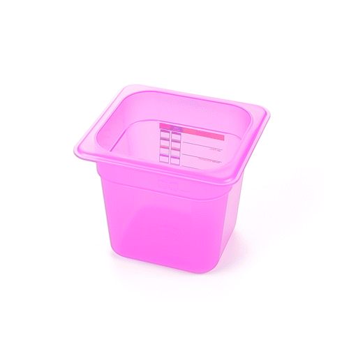 Met Lux Purple Allergen-Free Polypropylene 1/6 Size Food Pan - 6" Deep, with Label - 10 count box