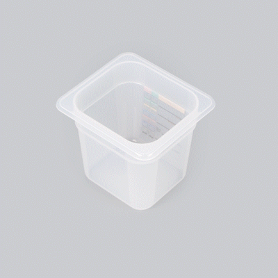 Met Lux Square White Polypropylene 1/6 Size Food Pan - 6" Deep, with Label - 6 3/4" x 6 1/4" x 6" - 1 count box