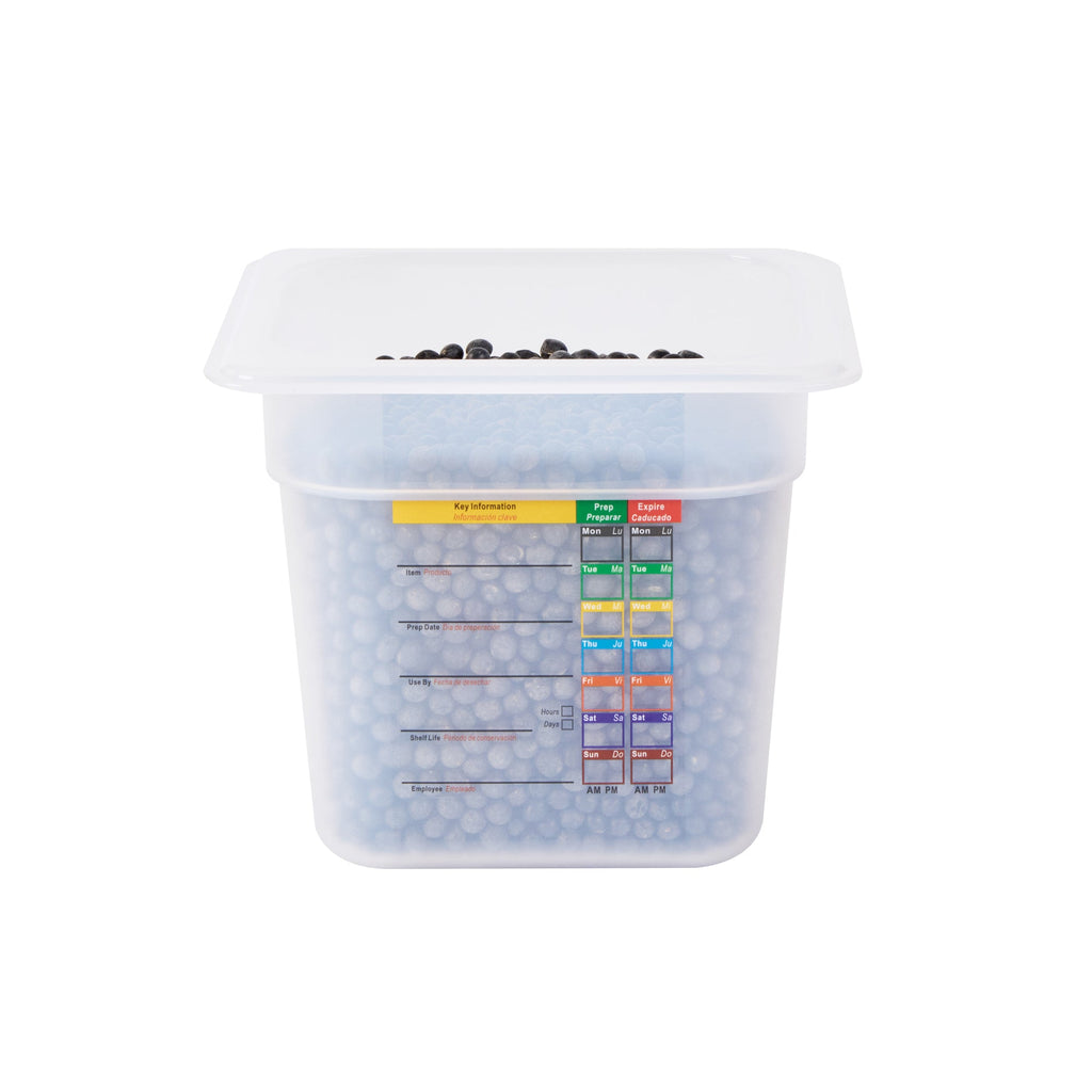 Met Lux Square White Polypropylene 1/6 Size Food Pan - 6" Deep, with Label - 6 3/4" x 6 1/4" x 6" - 10 count box