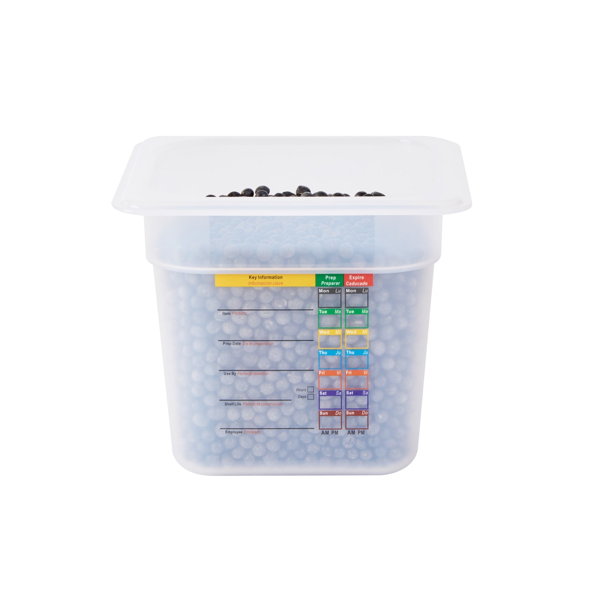 Met Lux Square White Polypropylene 1/6 Size Food Pan - 6" Deep, with Label - 6 3/4" x 6 1/4" x 6" - 10 count box