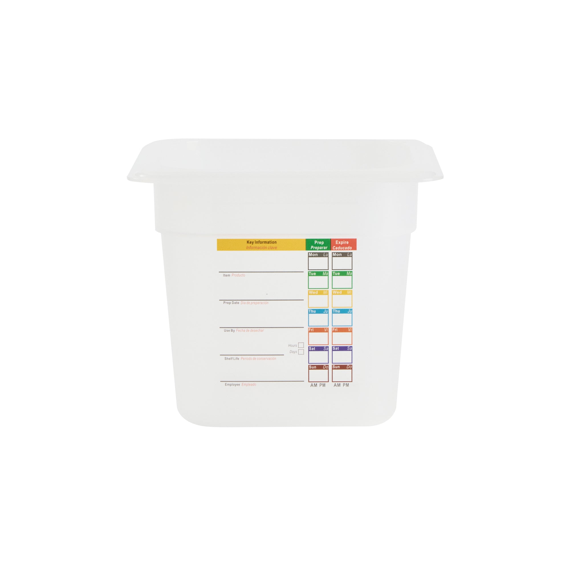 Met Lux Square White Polypropylene 1/6 Size Food Pan - 6" Deep, with Label - 6 3/4" x 6 1/4" x 6" - 10 count box