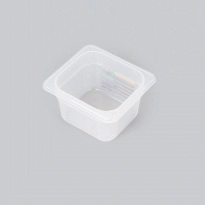 Met Lux Square White Polypropylene 1/6 Size Food Pan - 4" Deep, with Label - 6 3/4" x 6 1/4" x 4" - 10 count box