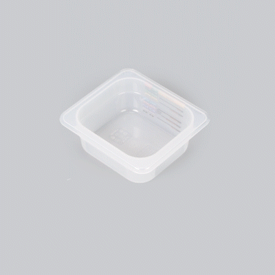 Met Lux Square White Polypropylene 1/6 Size Food Pan - 2.5" Deep, with Label - 6 3/4" x 6 1/4" x 2 1/2" - 10 count box