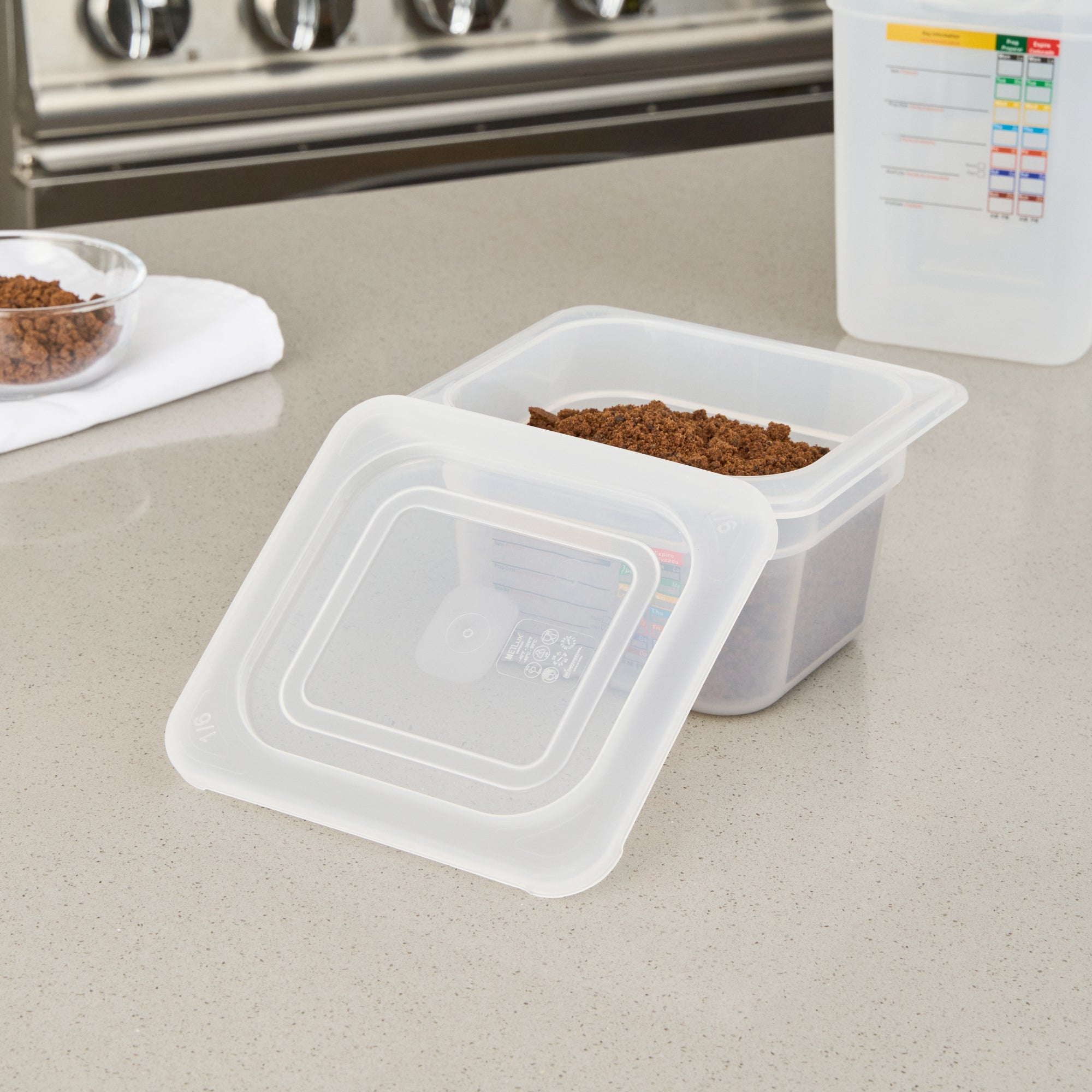Met Lux Square Clear Polypropylene Lid - Fits 1/6 Size Food Pan - 7" x 6 1/2" - 10 count box