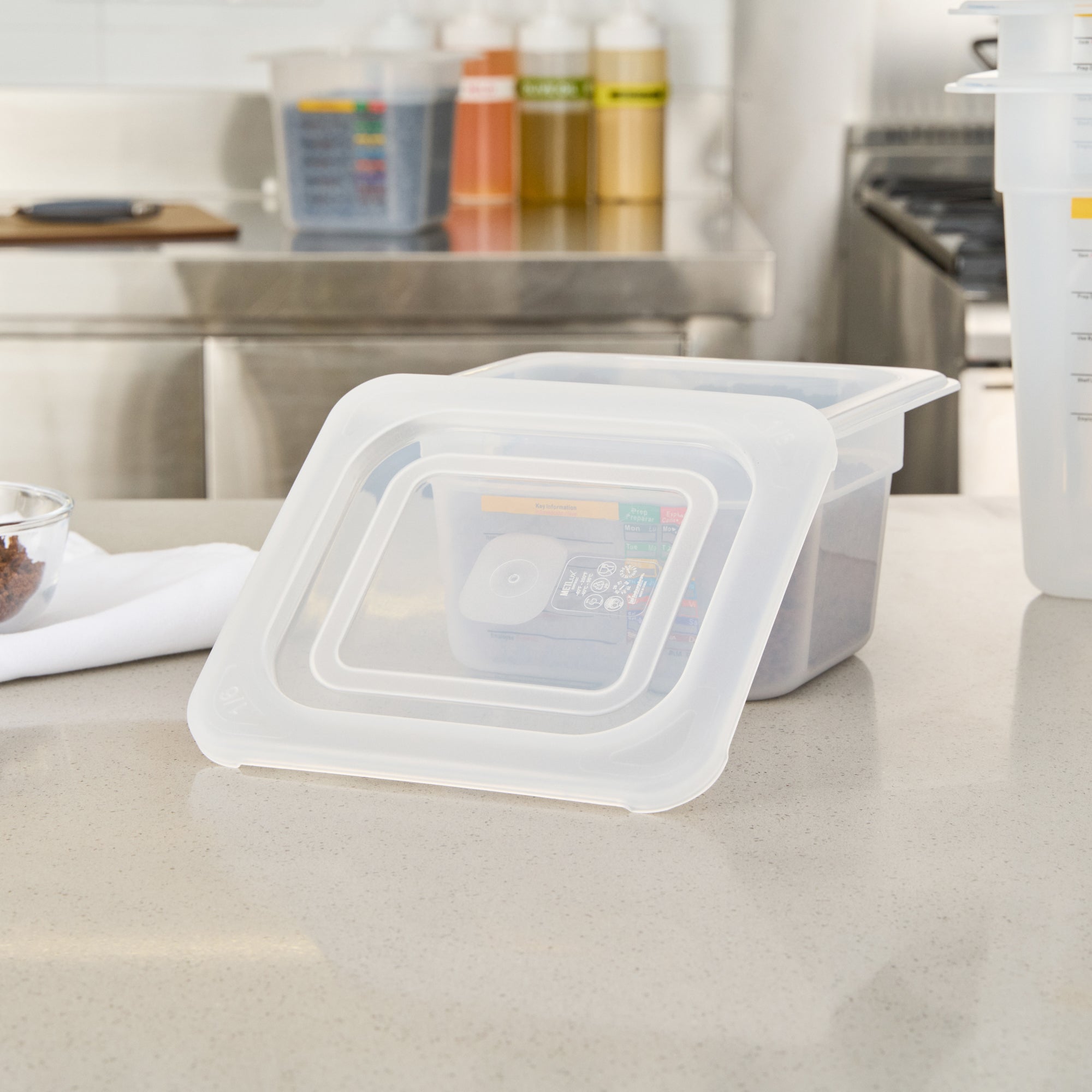 Met Lux Square Clear Polypropylene Lid - Fits 1/6 Size Food Pan - 7" x 6 1/2" - 10 count box