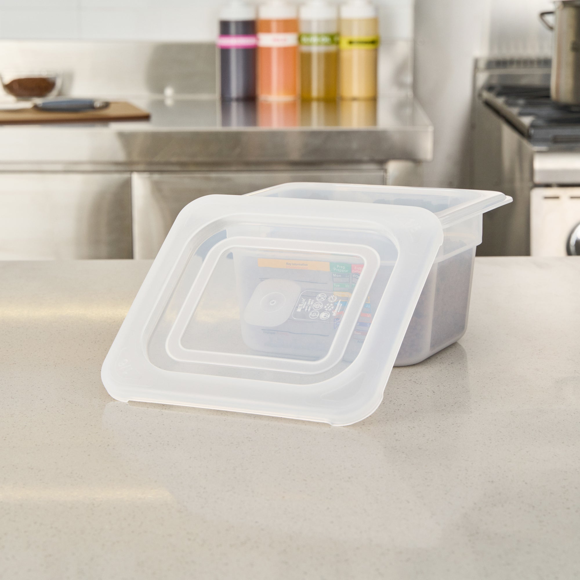 Met Lux Square Clear Polypropylene Lid - Fits 1/6 Size Food Pan - 7" x 6 1/2" - 10 count box