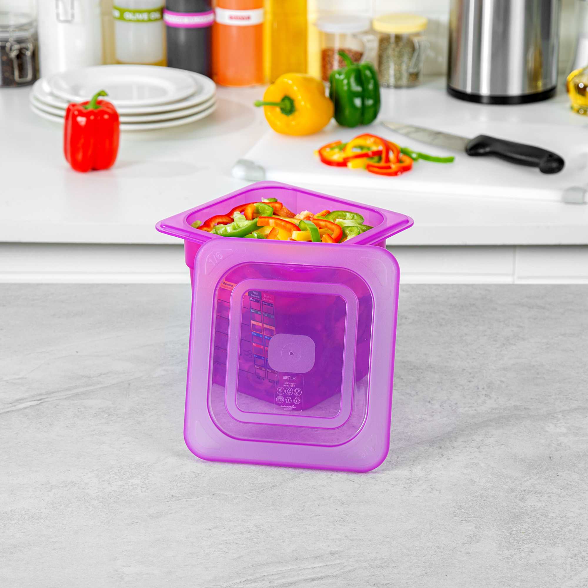 Met Lux Purple Allergen-Free Polypropylene Lid - Fits 1/6 Size Food Pan - 1 count box