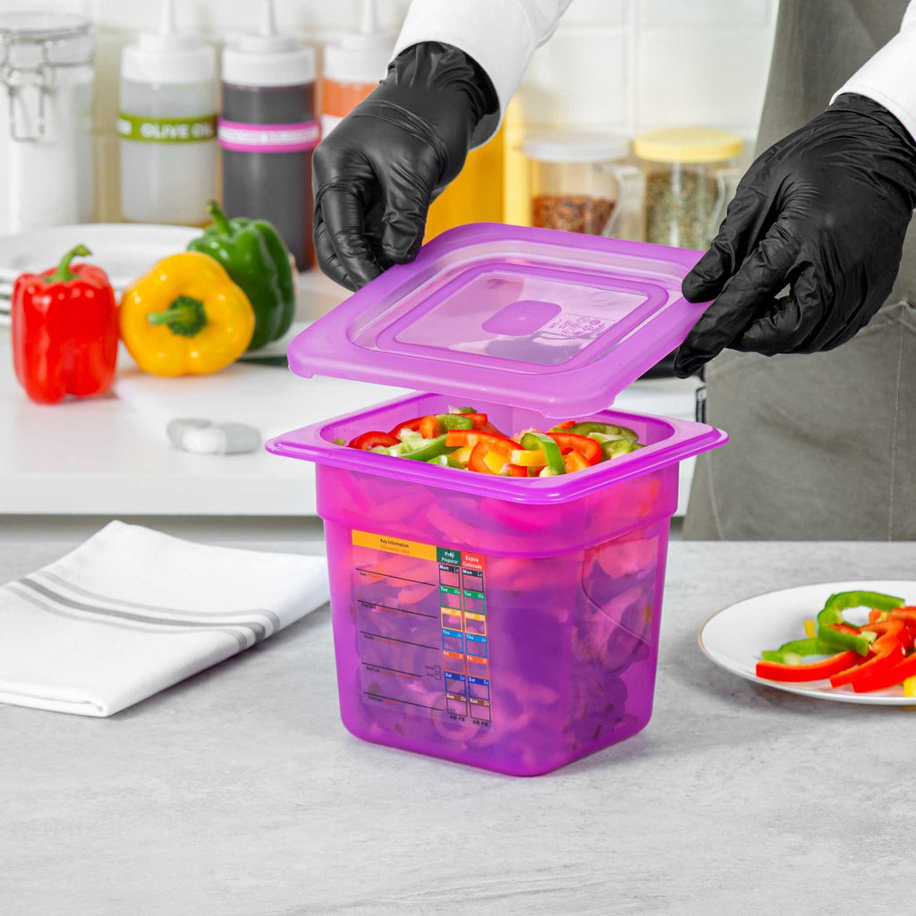 Met Lux Purple Allergen-Free Polypropylene Lid - Fits 1/6 Size Food Pan - 10 count box