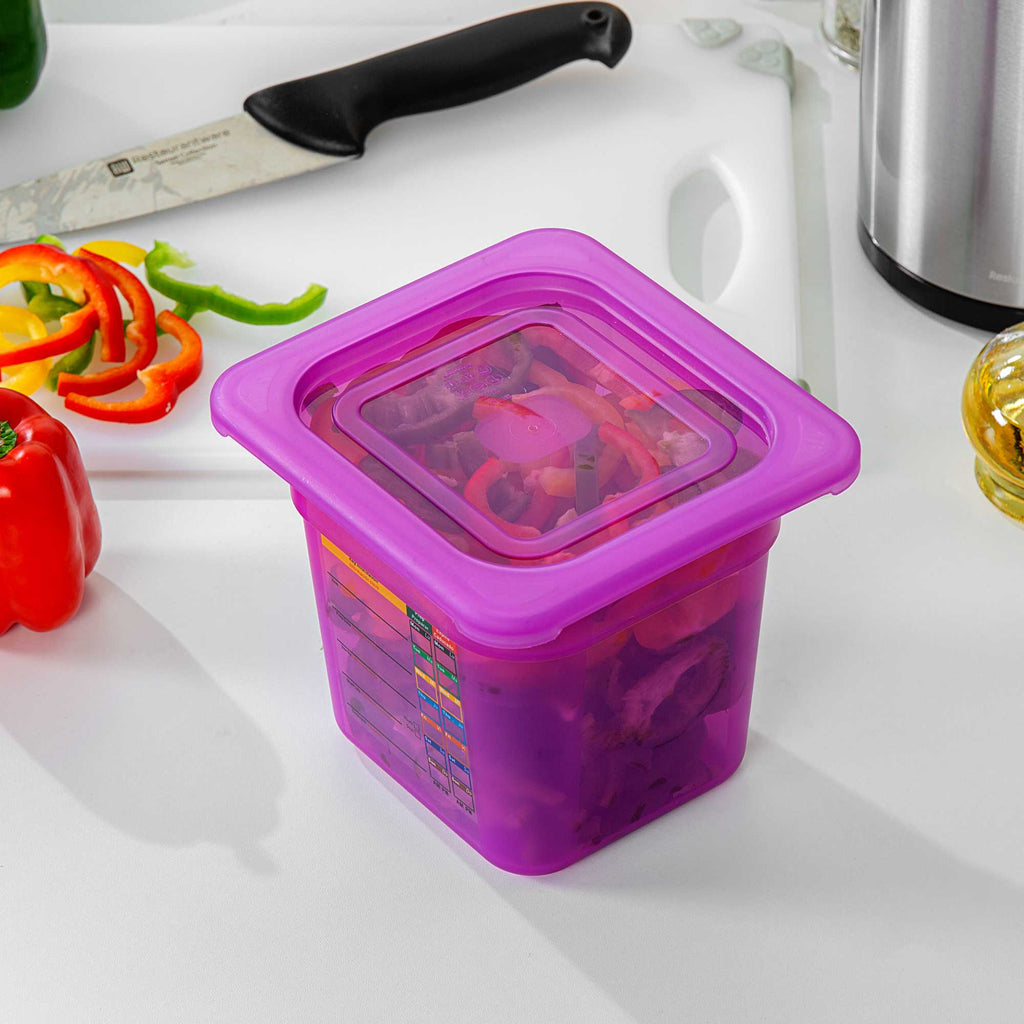 Met Lux Purple Allergen-Free Polypropylene Lid - Fits 1/6 Size Food Pan - 10 count box