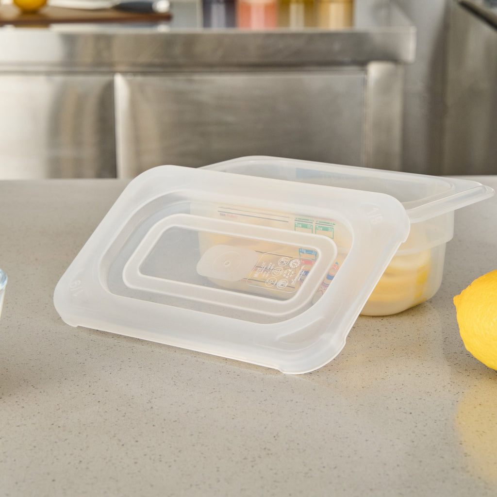 Met Lux Rectangle Clear Polypropylene Lid - Fits 1/9 Size Food Pan - 7" x 4 1/2" - 10 count box