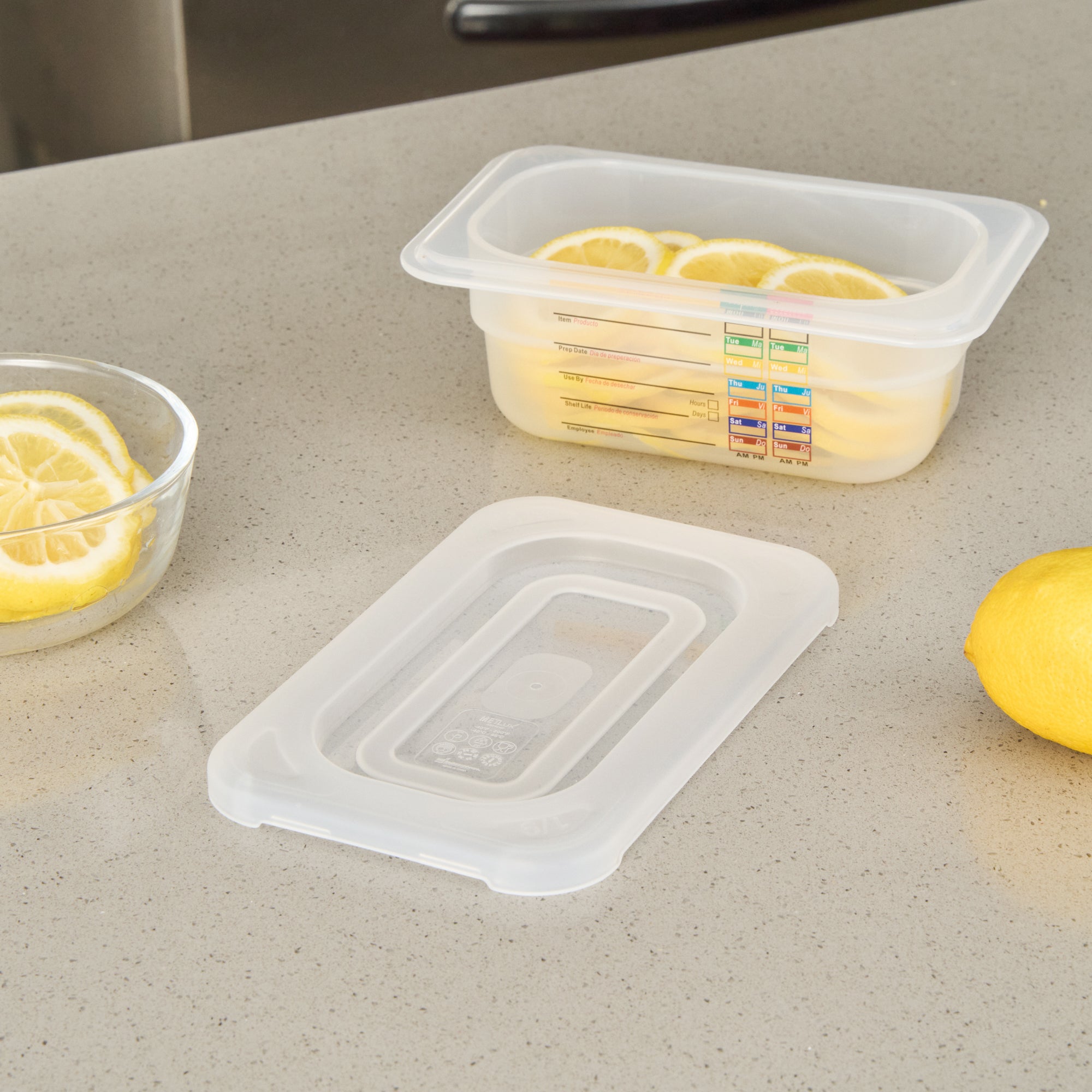 Met Lux Rectangle Clear Polypropylene Lid - Fits 1/9 Size Food Pan - 7" x 4 1/2" - 10 count box