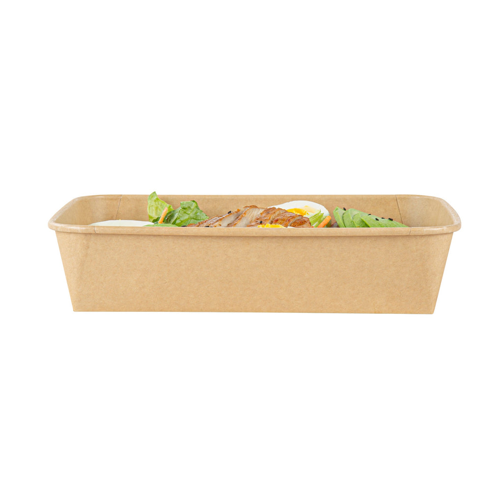 Bio Tek 78 oz Rectangle Kraft Paper Serving Container - 8 3/4" x 6 1/4" x 2 1/4" - 50 count box