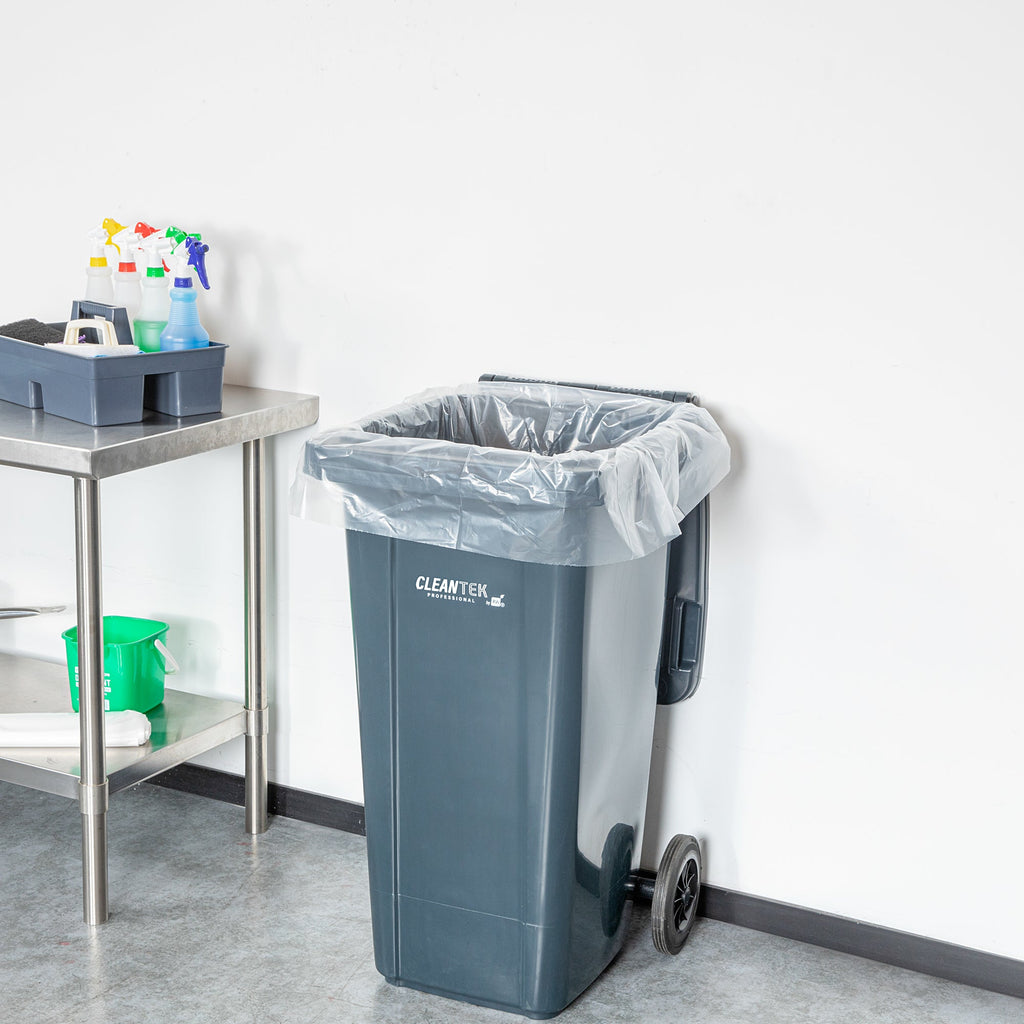 RW Clean 45 gal Clear Plastic Trash Can Liner - Heavy-Duty, 1.5 mil - 40" x 46" - 100 count box