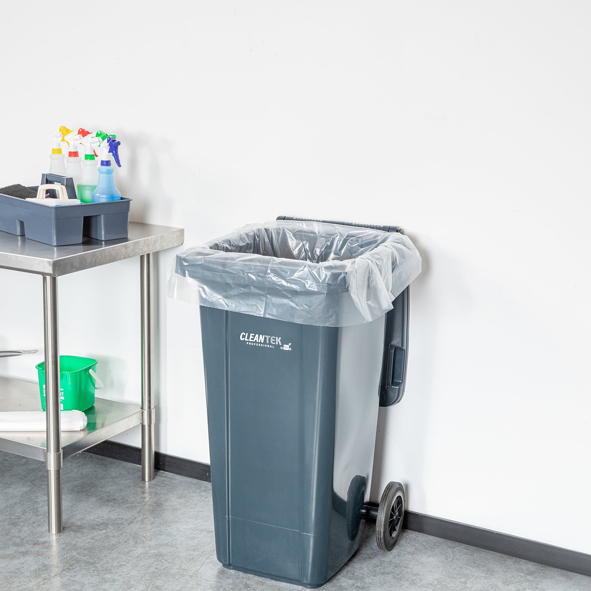 RW Clean 45 gal Clear Plastic Trash Can Liner - Heavy-Duty, 1.5 mil - 40" x 46" - 100 count box